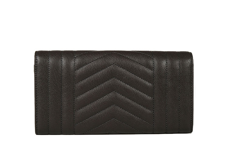 SAINT LAURENT PARIS/圣罗兰 牛皮长款YSL LOGO按扣女士钱包 437469BRM04