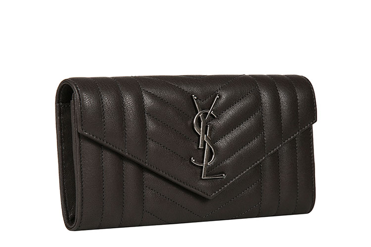 SAINT LAURENT PARIS/圣罗兰 牛皮长款YSL LOGO按扣女士钱包 437469BRM04