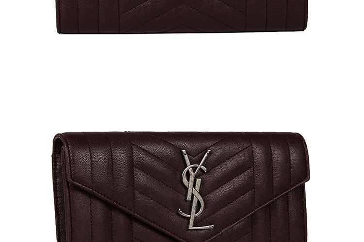 SAINT LAURENT PARIS/圣罗兰 牛皮长款YSL LOGO按扣女士钱包 437469BRM04
