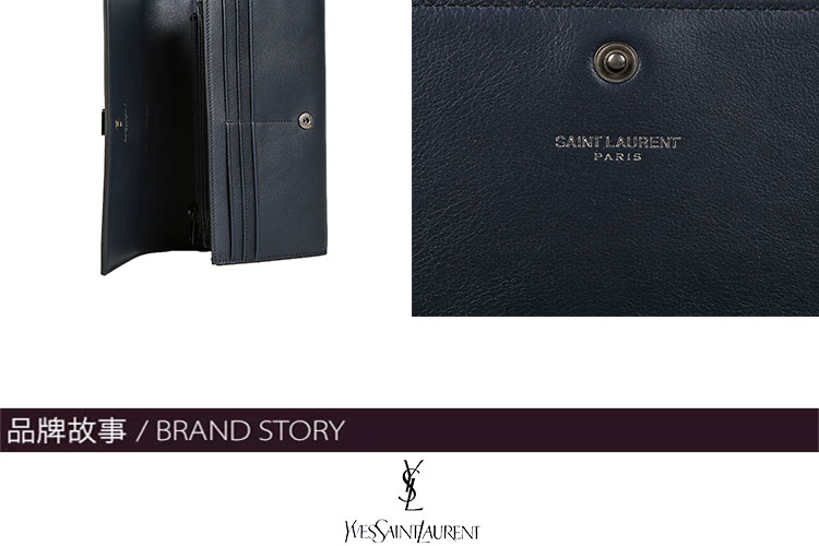 SAINT LAURENT PARIS/圣罗兰 YSL LOGO牛皮长款钱包 女士钱包 414567BJ54U