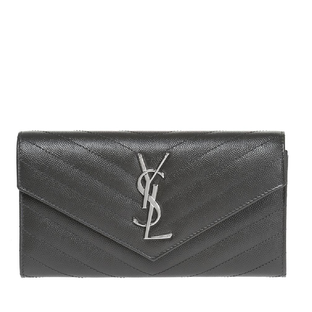 【包邮包税】Yves saint Laurent/圣罗兰 女士灰色牛皮长款钱包 372264 BOW02 1257