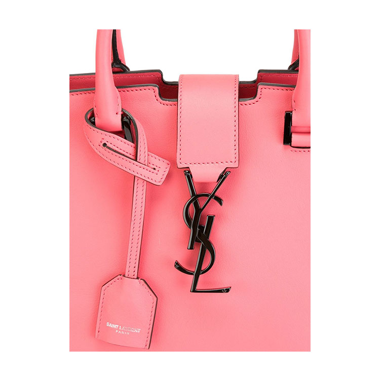 Yves saint Laurent/圣罗兰 女士玫瑰粉色小牛皮'Monogram Cabas'baby手提包#394461 BJ54V 6668