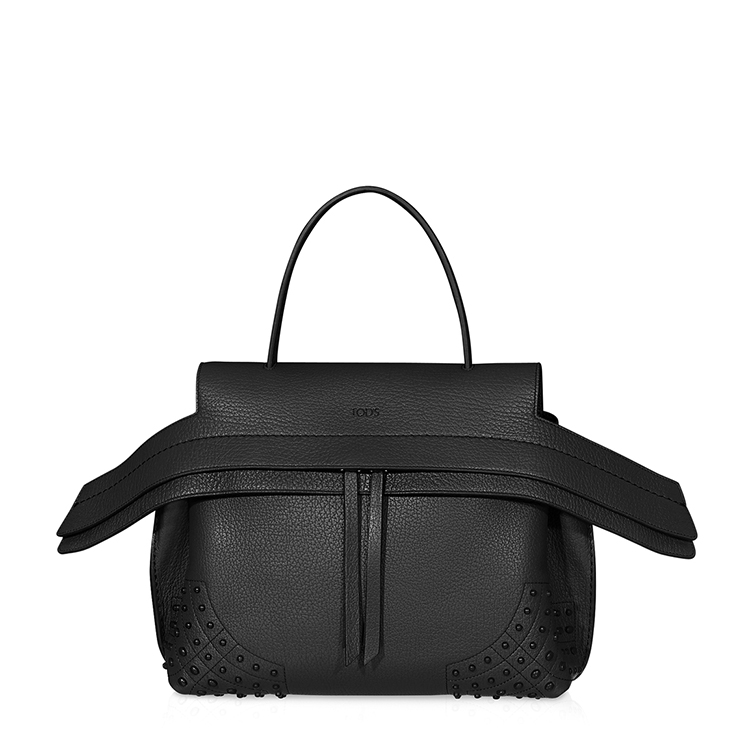 Tod’s/托德斯 女士Wave黑色牛皮LOGO印花小号手提包