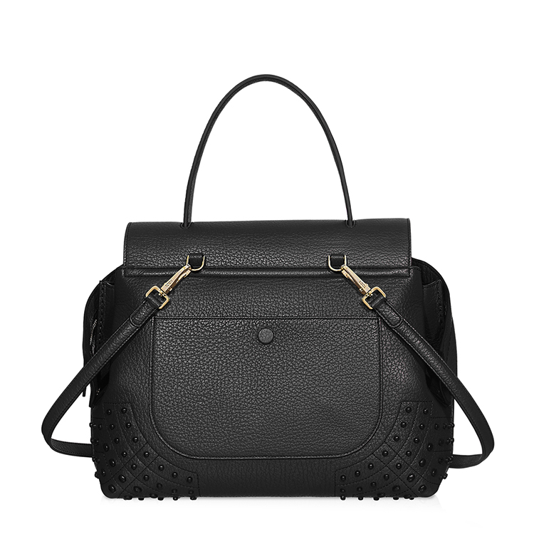 Tod’s/托德斯 女士Wave黑色牛皮LOGO印花小号手提包