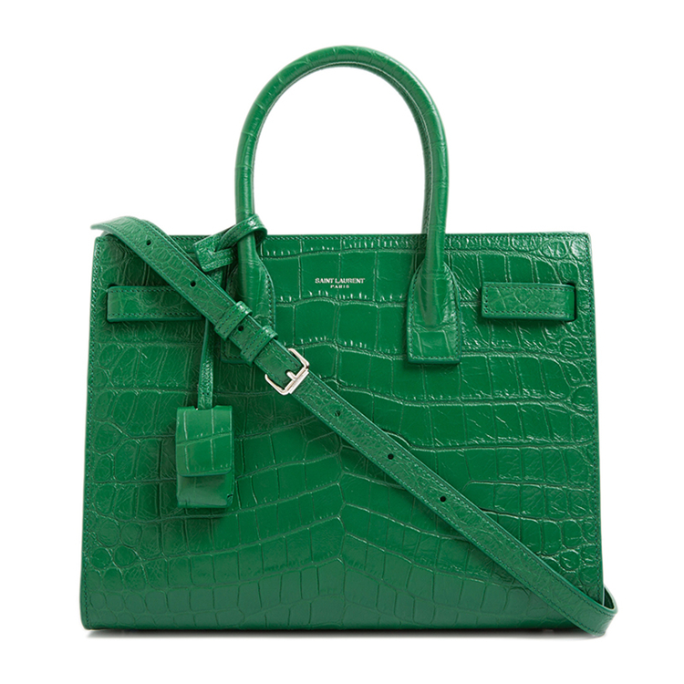 Yves saint Laurent/圣罗兰 女士绿色真皮Sac de Jour系列鳄鱼皮纹可斜挎手提包 421863 CS38N 834