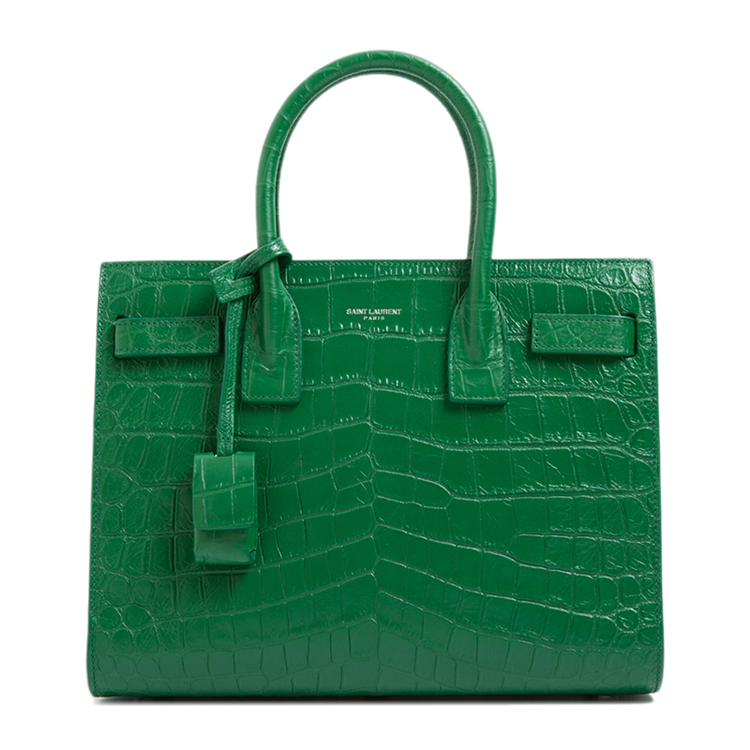 Yves saint Laurent/圣罗兰 女士绿色真皮Sac de Jour系列鳄鱼皮纹可斜挎手提包 421863 CS38N 834