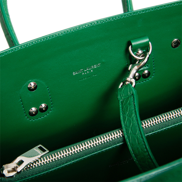 Yves saint Laurent/圣罗兰 女士绿色真皮Sac de Jour系列鳄鱼皮纹可斜挎手提包 421863 CS38N 834