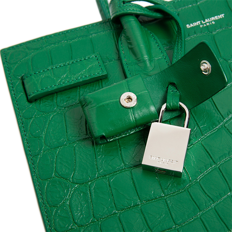 Yves saint Laurent/圣罗兰 女士绿色真皮Sac de Jour系列鳄鱼皮纹可斜挎手提包 421863 CS38N 834