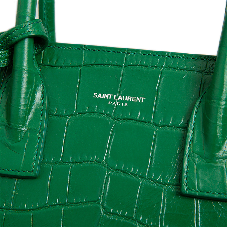 Yves saint Laurent/圣罗兰 女士绿色真皮Sac de Jour系列鳄鱼皮纹可斜挎手提包 421863 CS38N 834