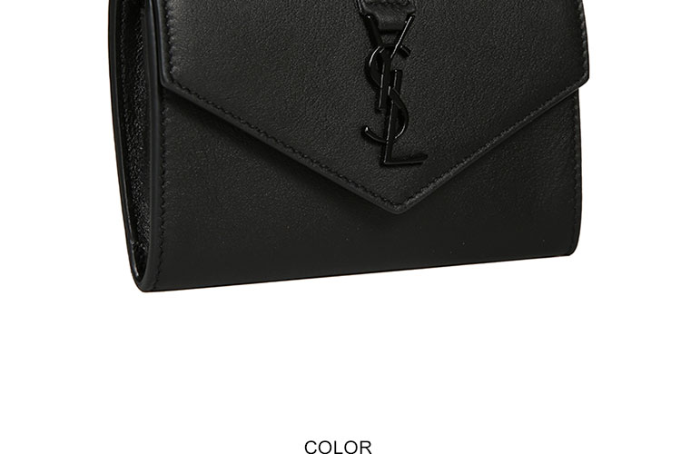 Yves saint Laurent/圣罗兰 16秋冬牛皮YSL LOGO背面侧袋女士钱包 423483BJ54U