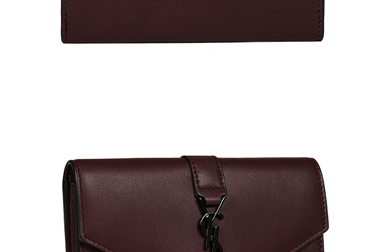 Yves saint Laurent/圣罗兰 16秋冬牛皮YSL LOGO背面侧袋女士钱包 423483BJ54U
