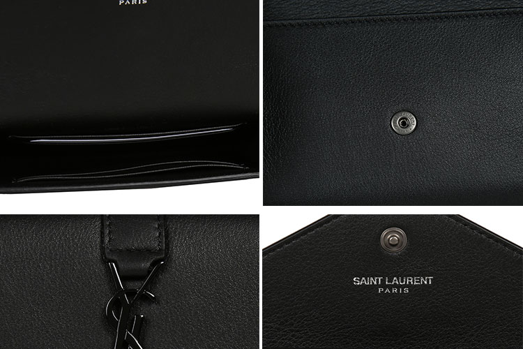 Yves saint Laurent/圣罗兰 16秋冬牛皮YSL LOGO背面侧袋女士钱包 423483BJ54U