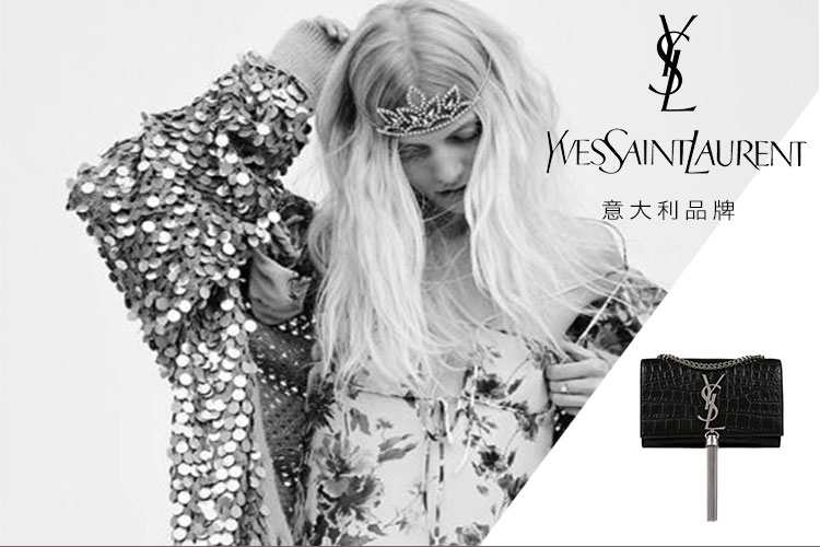 SAINT LAURENT PARIS/圣罗兰YSL LOGO牛皮革流苏链条女士单肩包 354120CS30E