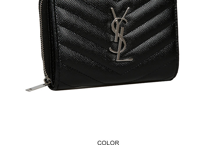 【可用券】SAINTLAURENTPARIS/圣罗兰牛皮YSLLOGO按扣拉链女士钱包403723BOW02杏色