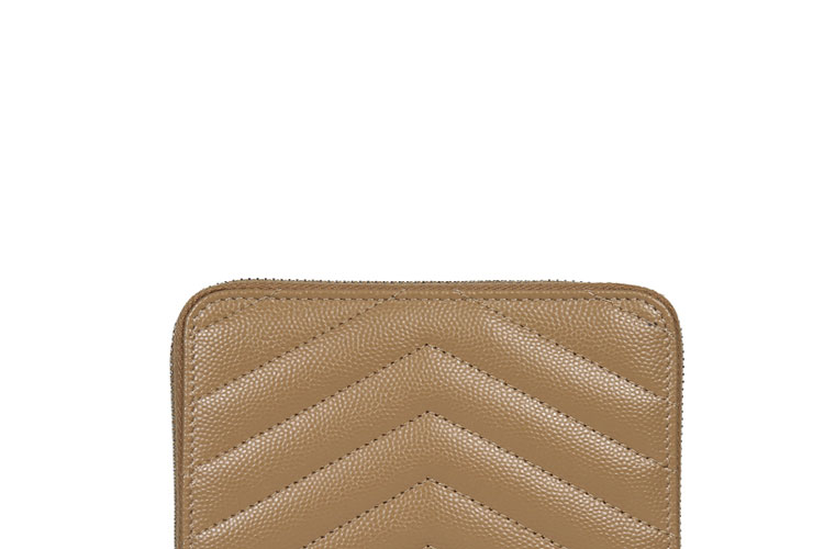 【可用券】SAINTLAURENTPARIS/圣罗兰牛皮YSLLOGO按扣拉链女士钱包403723BOW02杏色