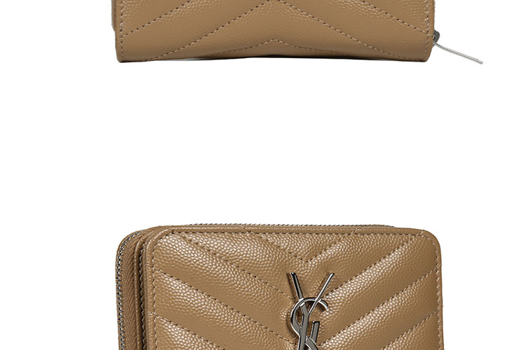 【可用券】SAINTLAURENTPARIS/圣罗兰牛皮YSLLOGO按扣拉链女士钱包403723BOW02杏色