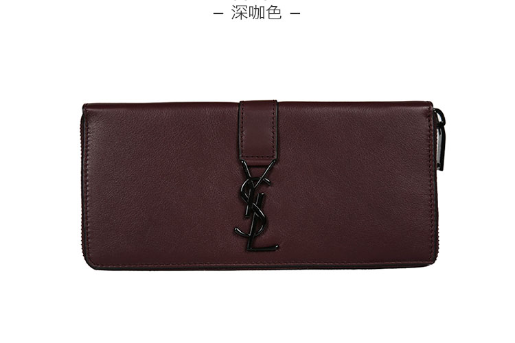 SAINTLAURENTPARIS/圣罗兰YSLLOGO牛皮拉链女士钱包414570BJ54U黑色