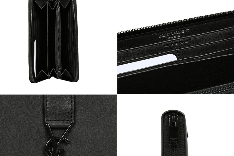 SAINTLAURENTPARIS/圣罗兰YSLLOGO牛皮拉链女士钱包414570BJ54U黑色