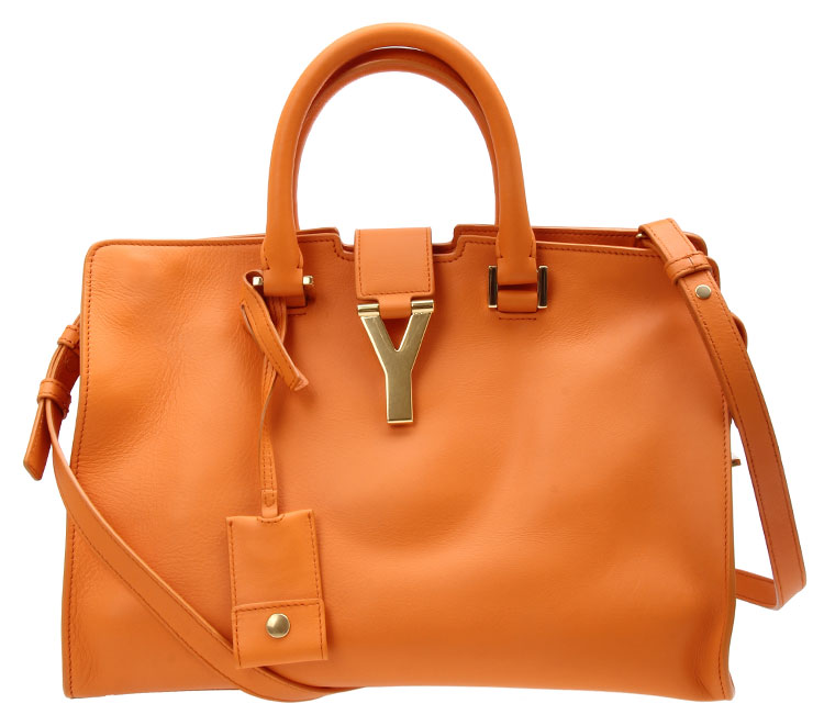 Yves saint Laurent(圣罗兰) 橘色皮质手提两用包