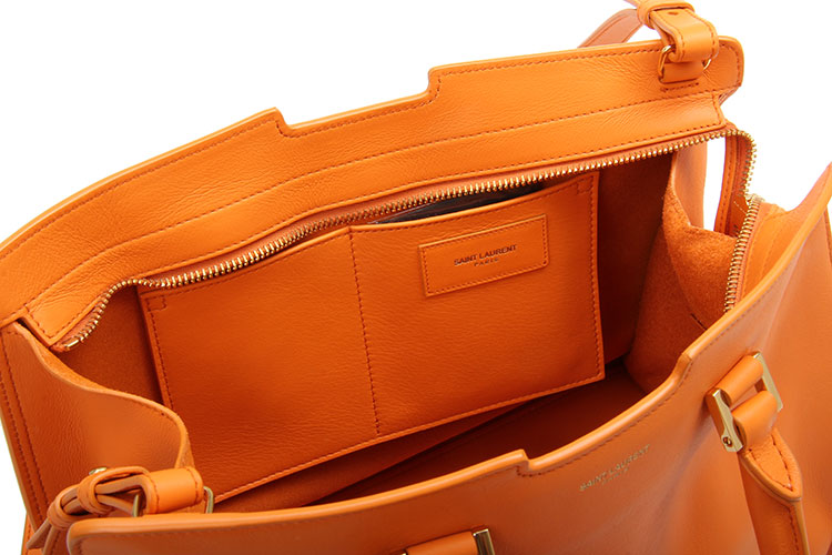 Yves saint Laurent(圣罗兰) 橘色皮质手提两用包