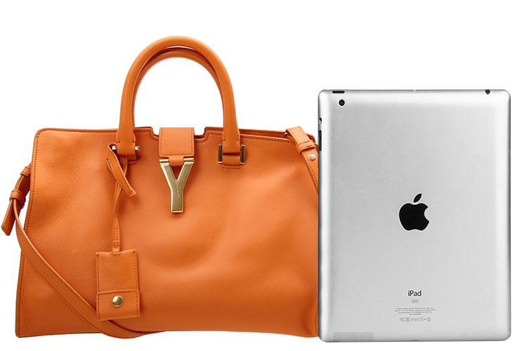 Yves saint Laurent(圣罗兰) 橘色皮质手提两用包