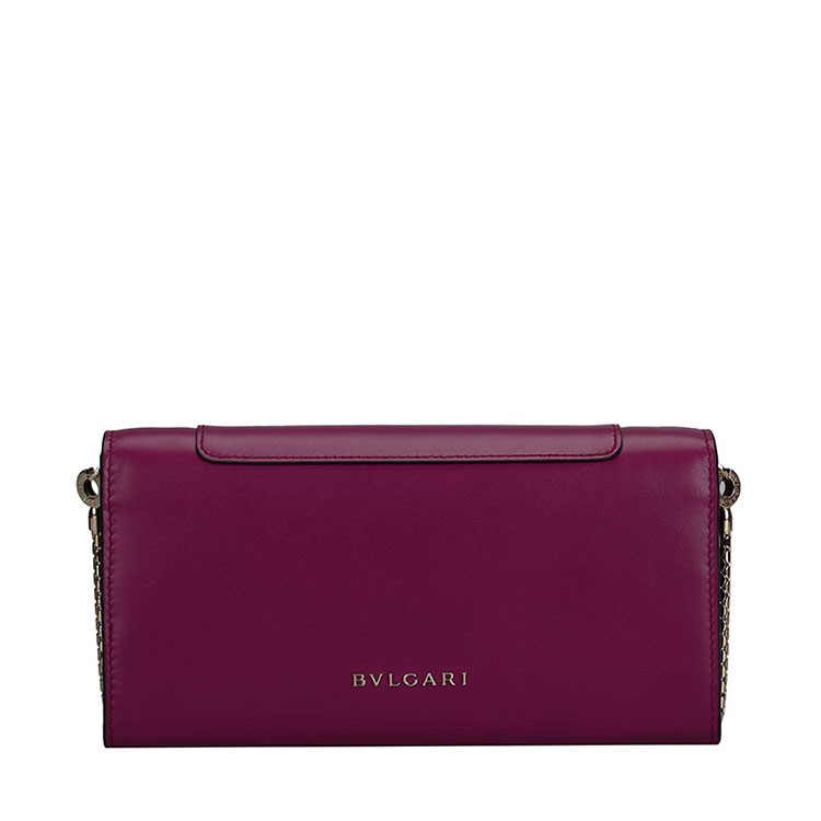 BVLGARI/宝格丽 长款女士SERPENTI小牛皮翻盖链条钱包 281317 玛瑙树莓