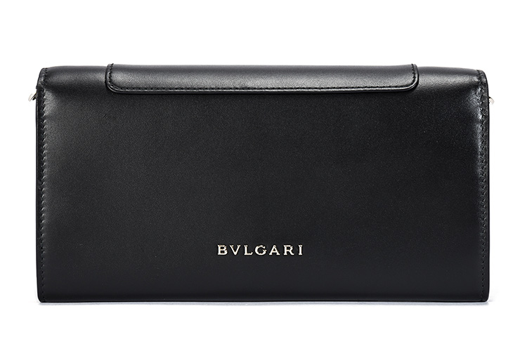 BVLGARI/宝格丽 蛇头扣黑色女士小牛皮钱包配链条