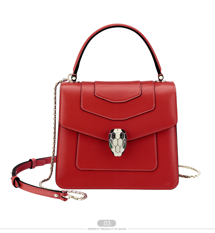 BVLGARI/宝格丽 serpenti forever宝石红小牛皮手提单肩两用包 280165RED-005 20161209
