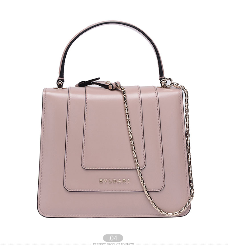 BVLGARI/宝格丽 女士浅棕色小牛皮蛇头手提单肩斜挎包 281254PINK-005 20161209