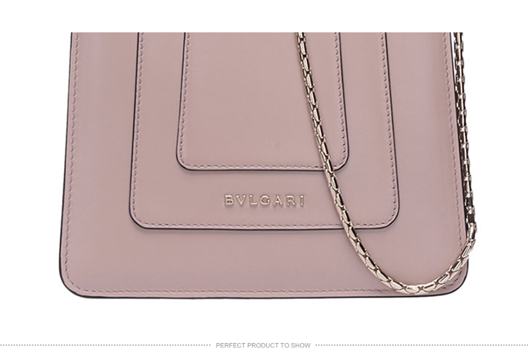 BVLGARI/宝格丽 女士浅棕色小牛皮蛇头手提单肩斜挎包 281254PINK-005 20161209