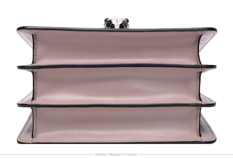 BVLGARI/宝格丽 女士浅棕色小牛皮蛇头手提单肩斜挎包 281254PINK-005 20161209