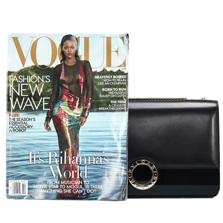 BVLGARI/宝格丽 女士小牛皮中号翻盖包 39851 黑色