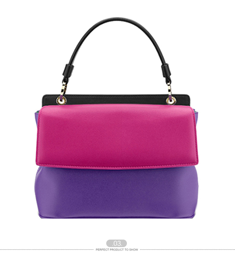 【包邮包税】BVLGARI/宝格丽 女士拼色牛皮翻盖手提包 161108 281057 calf leather berry-036