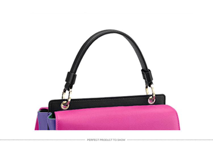 【包邮包税】BVLGARI/宝格丽 女士拼色牛皮翻盖手提包 161108 281057 calf leather berry-036