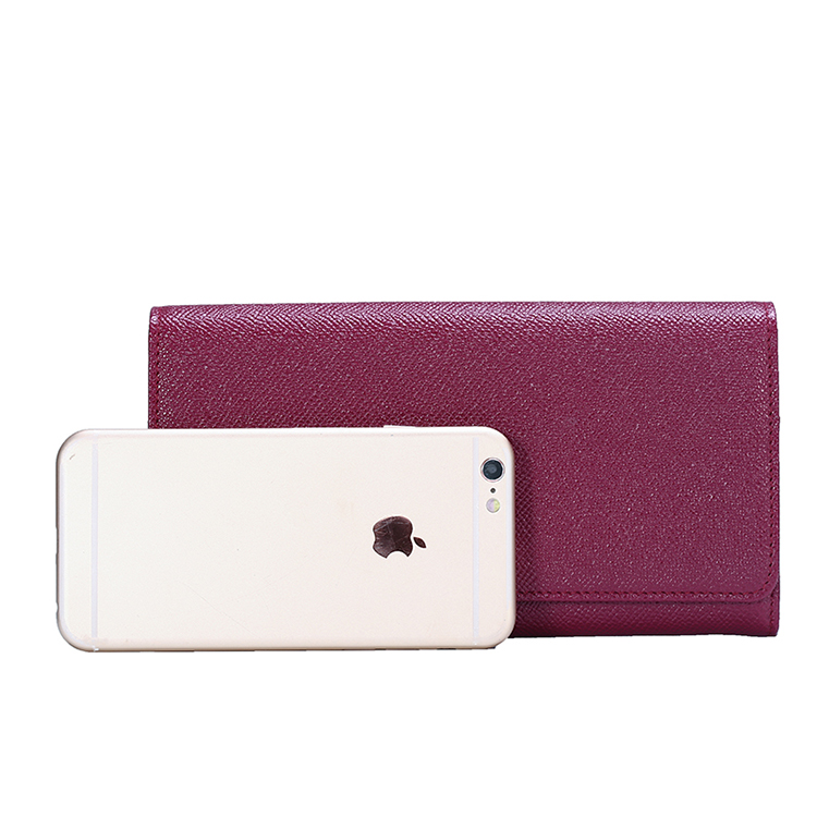 BVLGARI/宝格丽 女士小牛皮长款翻盖夹口钱包 281438 玛瑙树莓