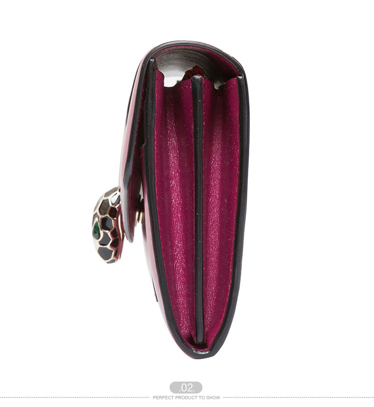 BVLGARI/宝格丽 女士宝石红小牛皮钱包 281297