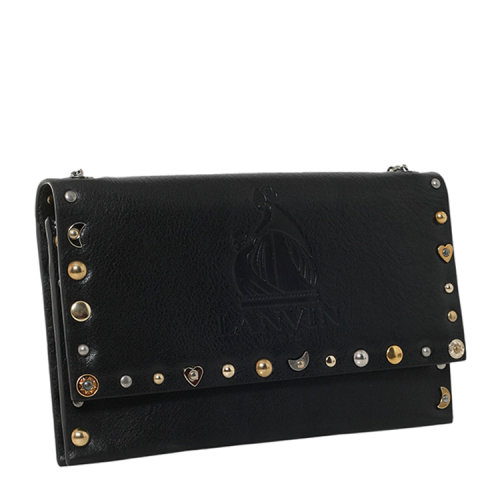 【可用券】【新品】Lanvin/浪凡 女士 真皮 斜挎包 logo点缀 黑色 EB