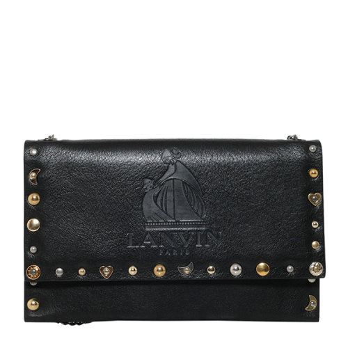 【可用券】【新品】Lanvin/浪凡 女士 真皮 斜挎包 logo点缀 黑色 EB