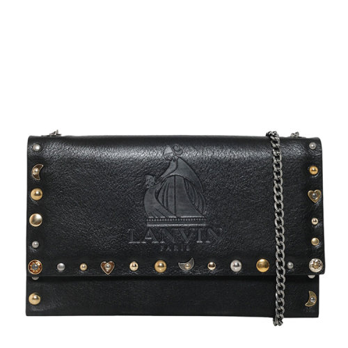 【可用券】【新品】Lanvin/浪凡 女士 真皮 斜挎包 logo点缀 黑色 EB