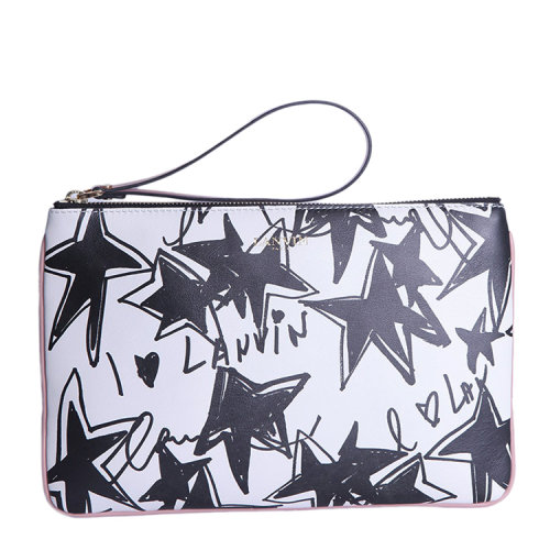 【新品】Lanvin/浪凡 女士 真皮 手拿包 图案印花 白色 EB