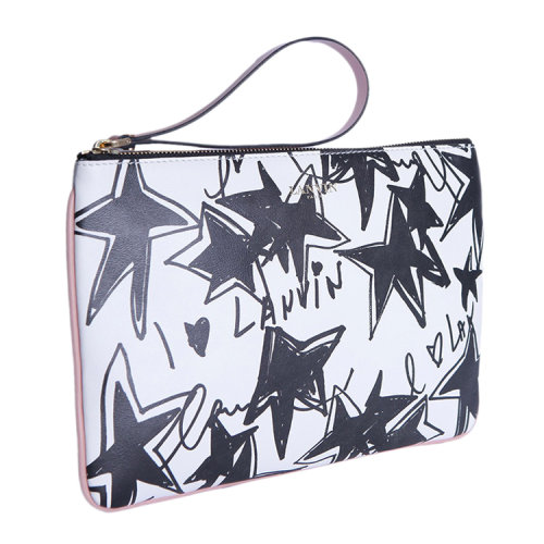 【新品】Lanvin/浪凡 女士 真皮 手拿包 图案印花 白色 EB