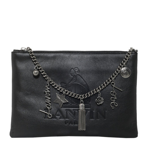 【可用券】【新品】Lanvin/浪凡 女士 真皮 小型皮具 手拿包 印花 黑色 EB