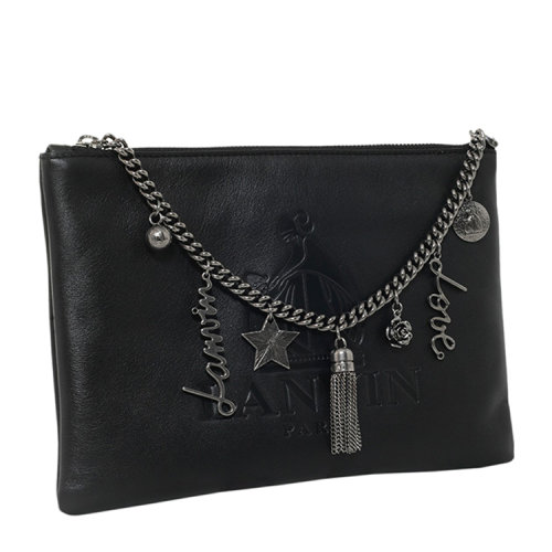【可用券】【新品】Lanvin/浪凡 女士 真皮 小型皮具 手拿包 印花 黑色 EB