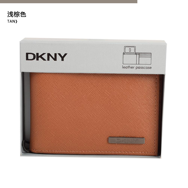 DKNY/唐娜 凯伦 牛皮 男士短款钱包钱夹礼盒装 DKM5074-TAN