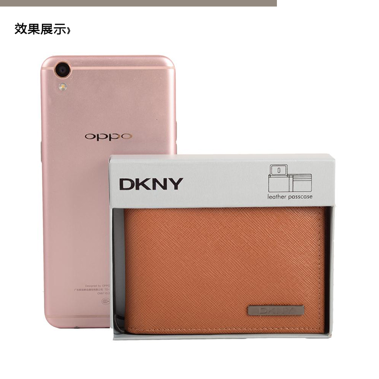 DKNY/唐娜 凯伦 牛皮 男士短款钱包钱夹礼盒装 DKM5074-TAN
