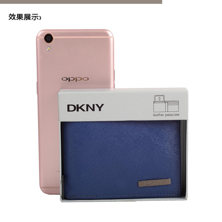 DKNY/唐娜 凯伦 牛皮 男士短款钱包钱夹礼盒装 DKM5074-NAVY