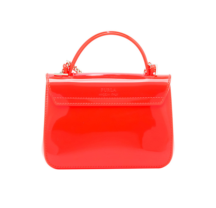FURLA/芙拉 女士CANDY系列橙红色PVC手提斜挎单肩包