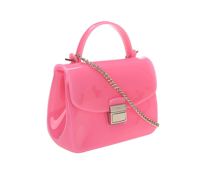 FURLA/芙拉 女士CANDY系列粉红色PVC手提斜挎单肩包