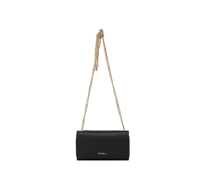 FURLA/芙拉 BABYLON系列黑色牛皮链条单肩包 821409 20161031