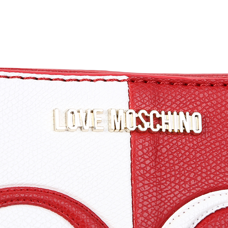 LOVE MOSCHINO/莫斯奇诺 女士拼色PVC半链条单肩包 JC4242PP01 红色/白色